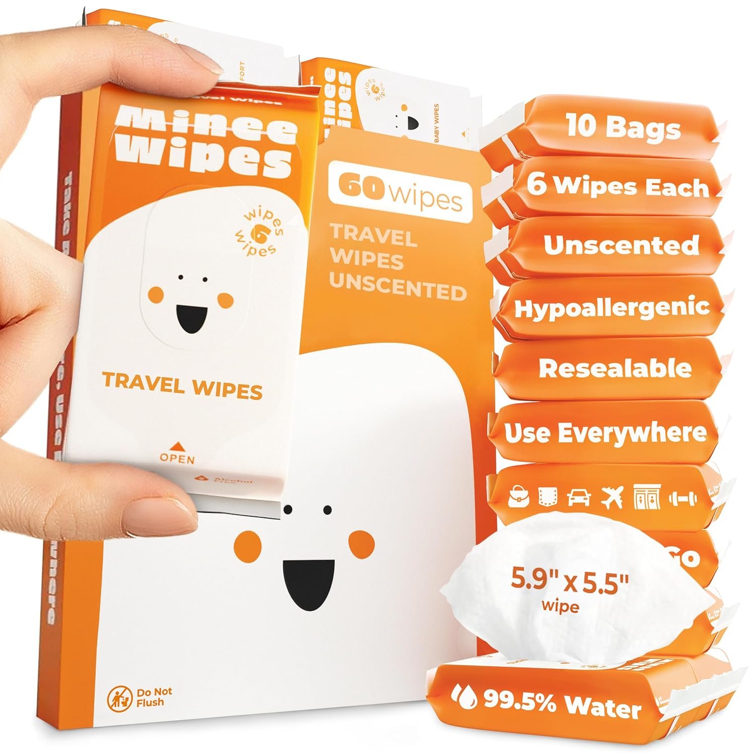 Impossibly Compact Travel Wipes - 99.5% Water - Sa... - Image 2