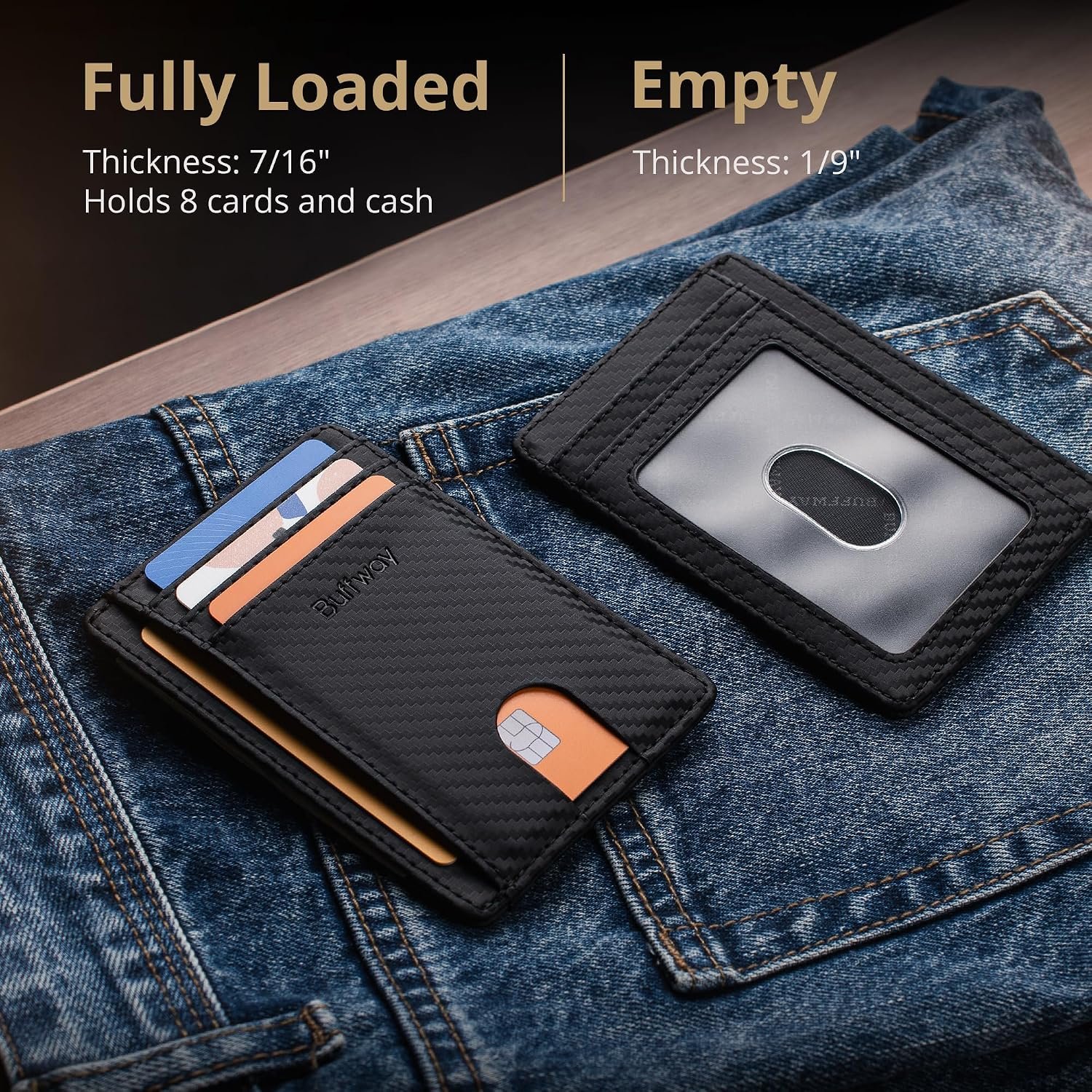 Buffway Slim Minimalist Front Pocket RFID Blocking... - Image 7
