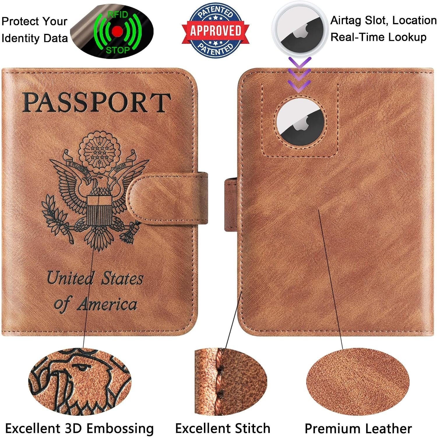 LOHASLIFE Airtag Passport Holder for Travel, Rfid ... - Image 4