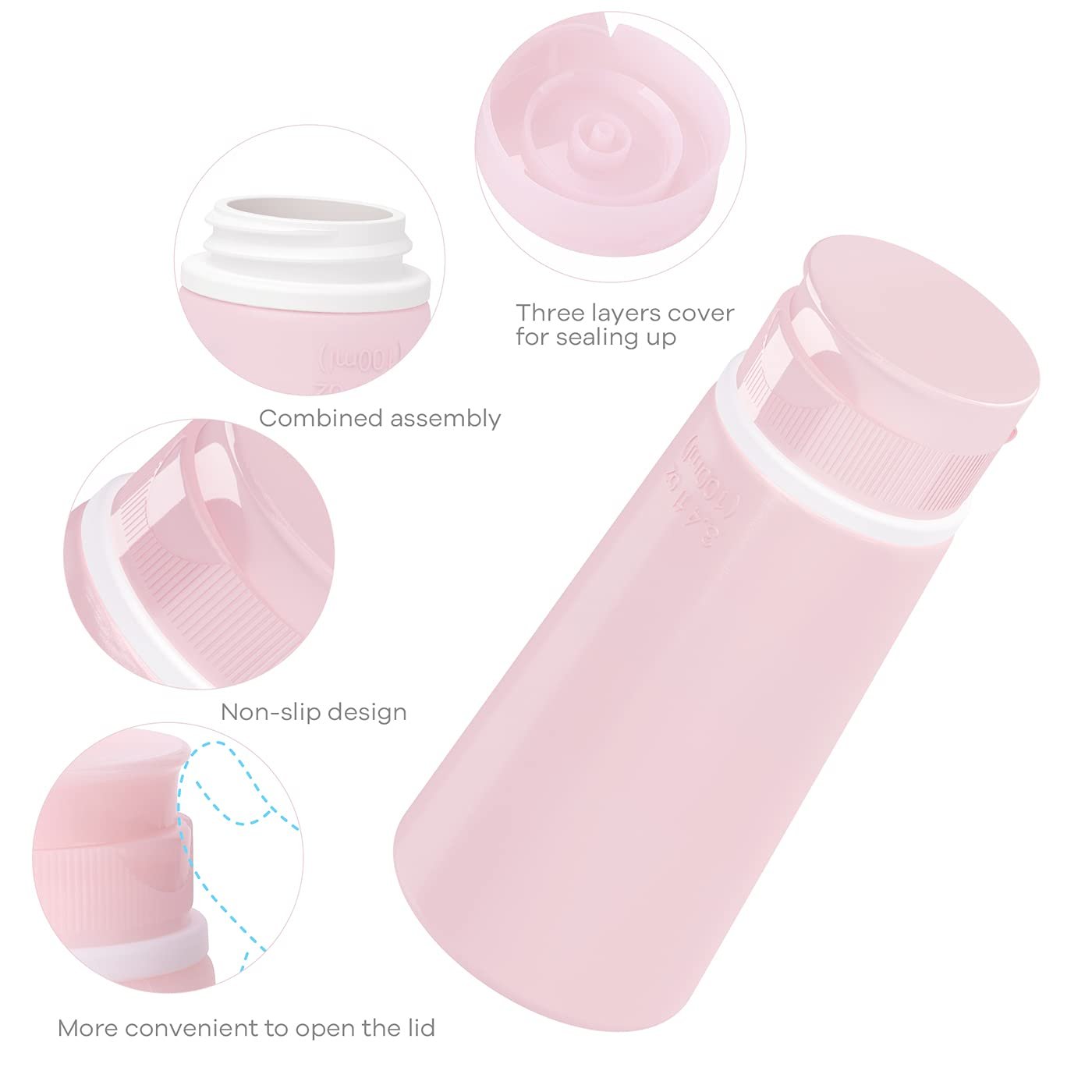 TakeToday Travel Bottles for Toiletries 3.4oz 4 Pa... - Image 5