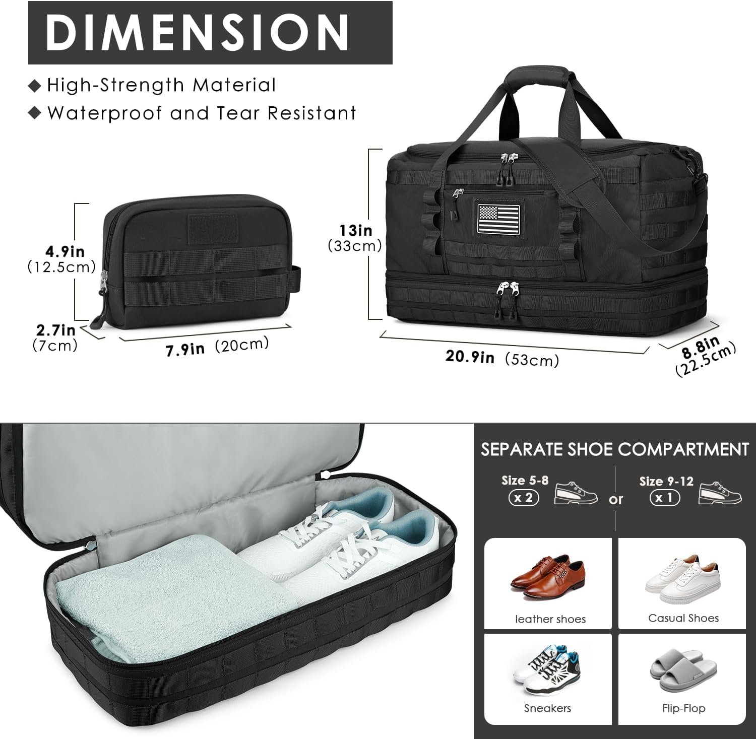 Gym Bag for Men Women, Carry on Luggage 22x14x9 Ai... - Image 5