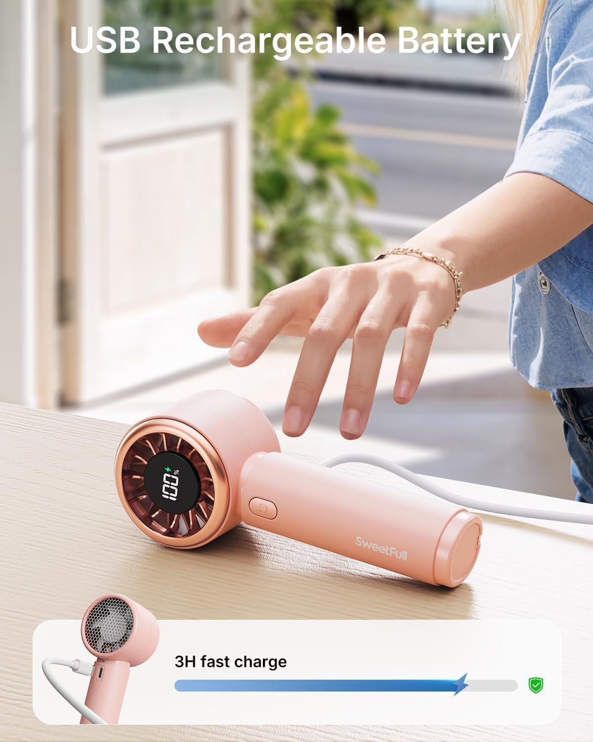 SWEETFULL Portable Handheld Fan, Mini Rechargeable... - Image 7