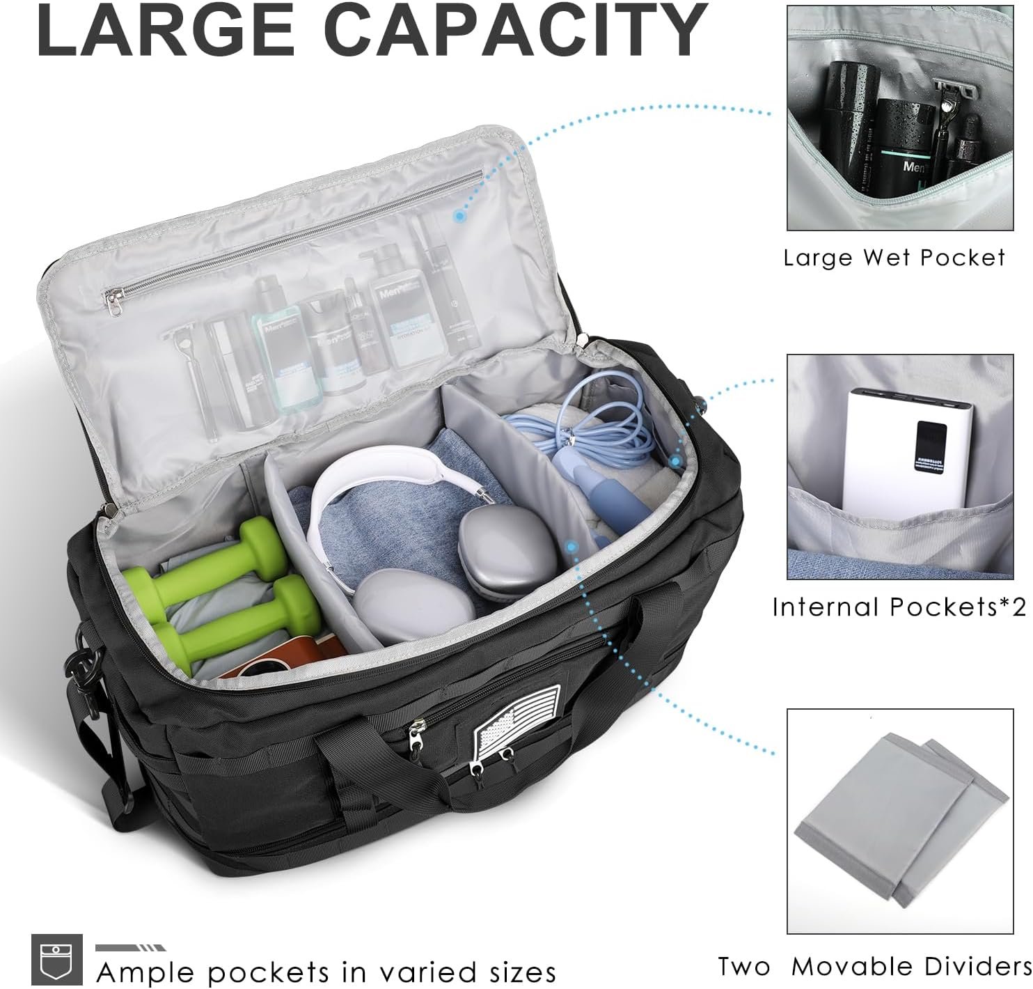 Gym Bag for Men Women, Carry on Luggage 22x14x9 Ai... - Image 4