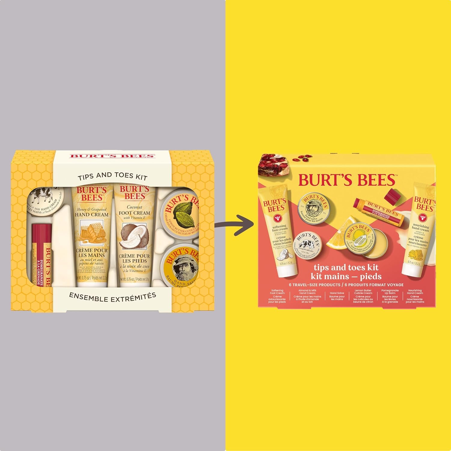 Burt's Bees Tips and Toes Kit Gift Set, 6 Travel S... - Image 4
